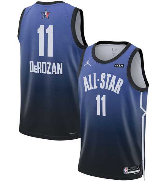 Men%27s 2023 All-Star #11 DeMar DeRozan Blue Game Swingman Stitched Basketball Jersey Dzhi